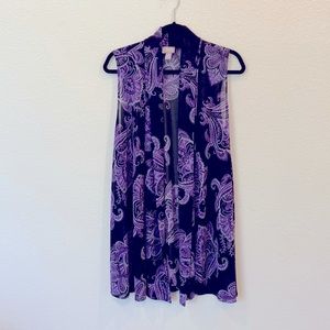 CHICO’S Vest from Traveler Collection. Purple & Black Long SleevelessTunic